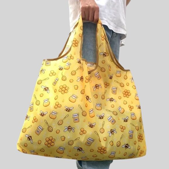 Bee Nylon Shopping Tote Large Capacity Folding Bag - Picture 2 of 7
